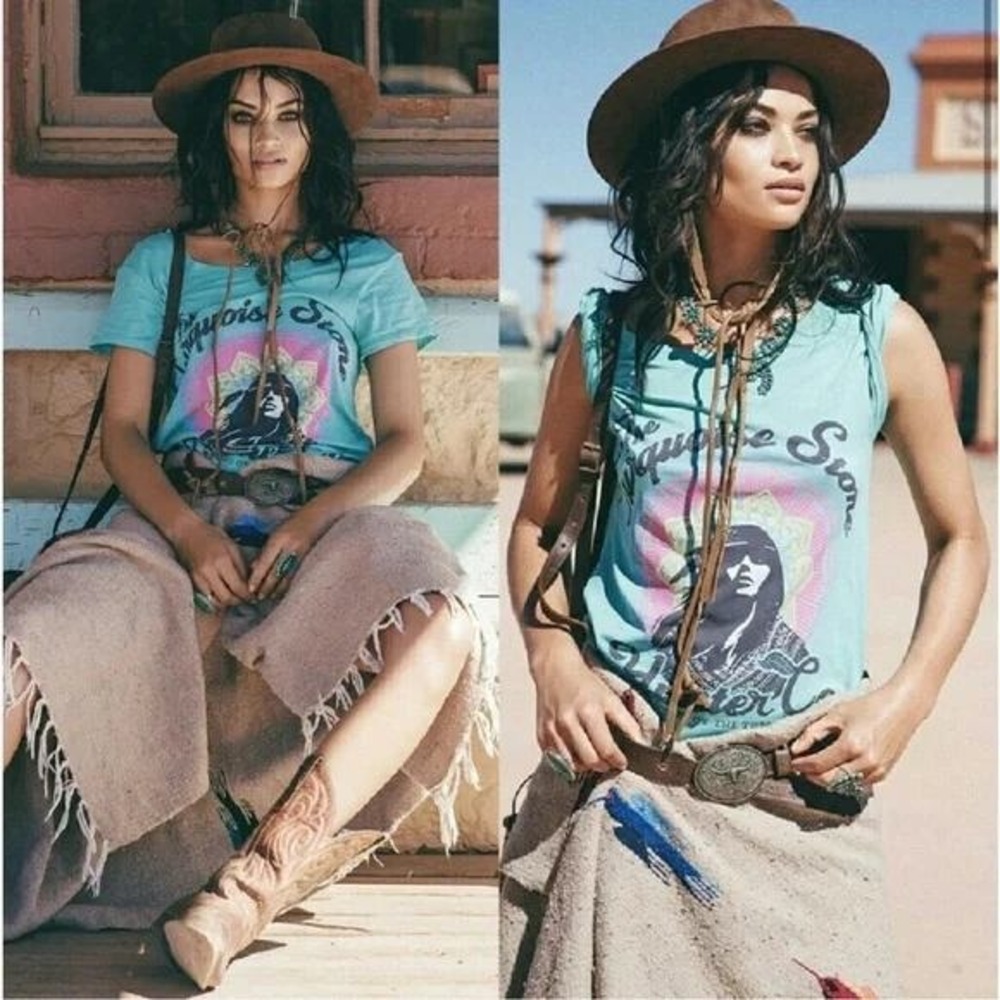 Spell & The Gypsy Collective Turquoise Stone Hunter Tee | Blue‎ | XL | Rare HTF